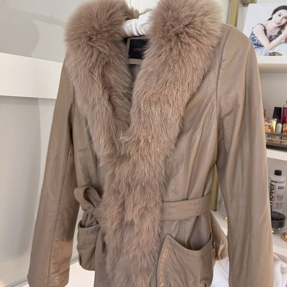 Real Leather jacket with Fox Fur Collar L22X17W - Picture 2 of 4